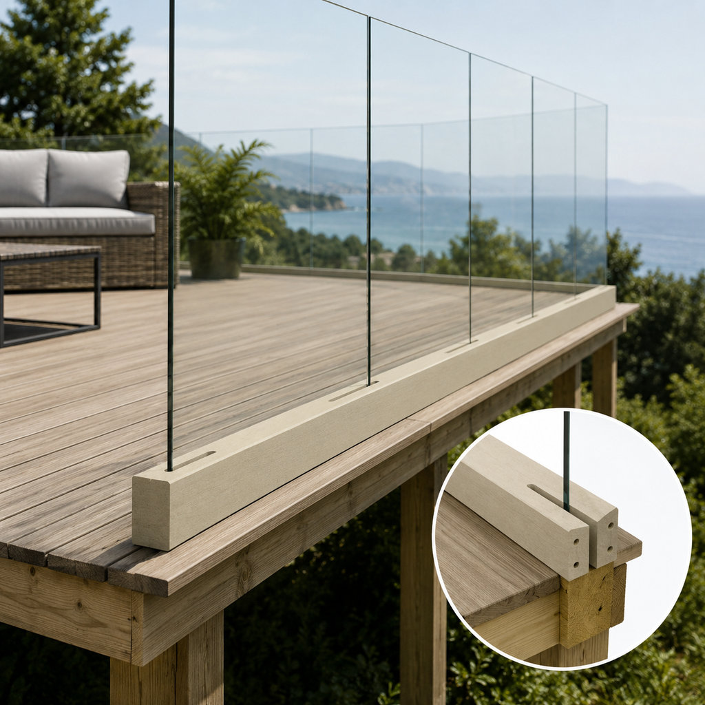 Glass Balustrade Kit Pre-drilled Rail 1.8m x 85mm x 34mm