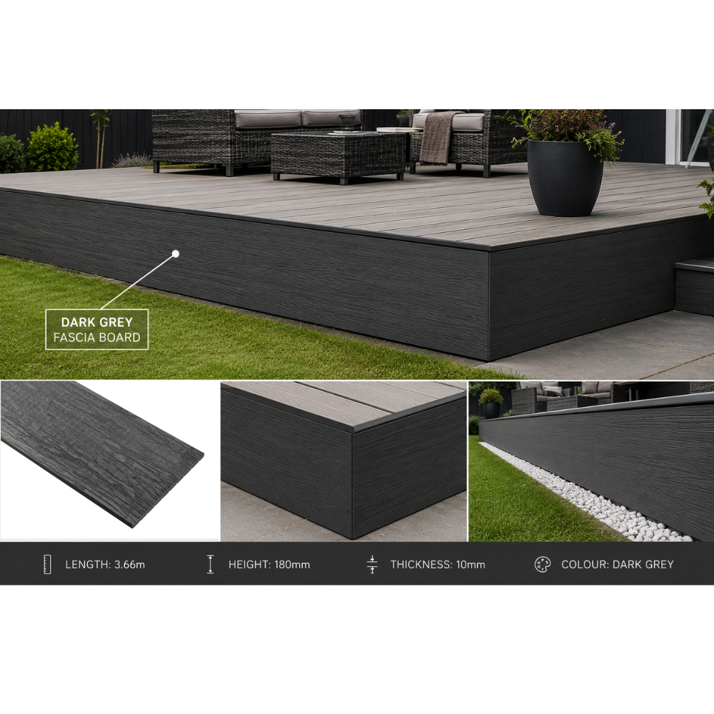 Wide Max Woodgrain Composite Fascia Board - 3.66m x 180mm x 10mm