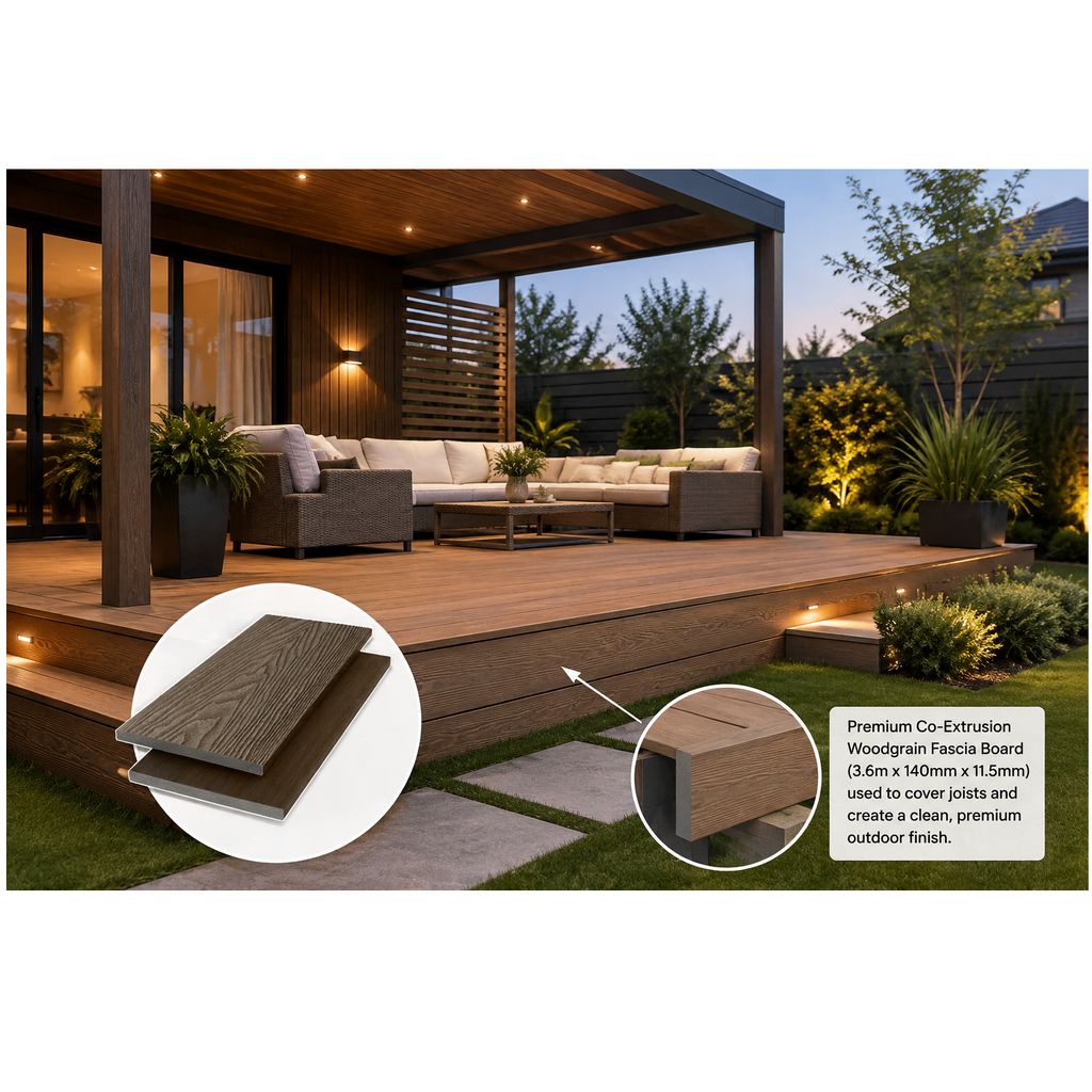 Premium Co-Extrusion Woodgrain Fascia Board 3.6m x 140mm x 11.5mm